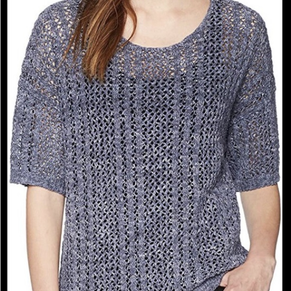 Splendid Drawstring Hem Open Crochet Top
